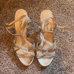 Mina Silvery Heels Good Condition Size 8.5 Womens